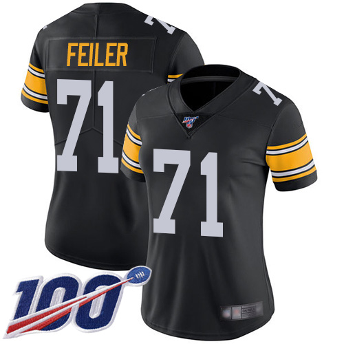 Women Pittsburgh Steelers Football 71 Limited Black Matt Feiler Alternate 100th Season Vapor Untouchable Nike NFL Jersey